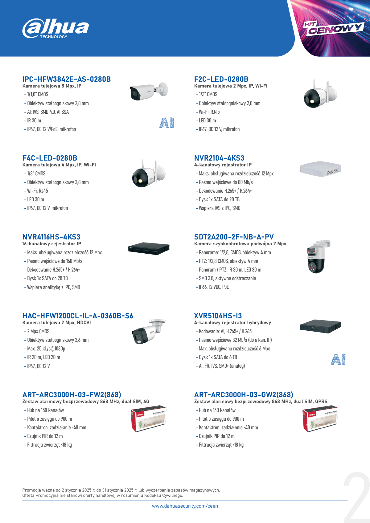 Dahua PROMOCJA CCTV (styczeń 2025) » Dahua Technology Promocja CCTV 02 31 01 2025 bez cen 2