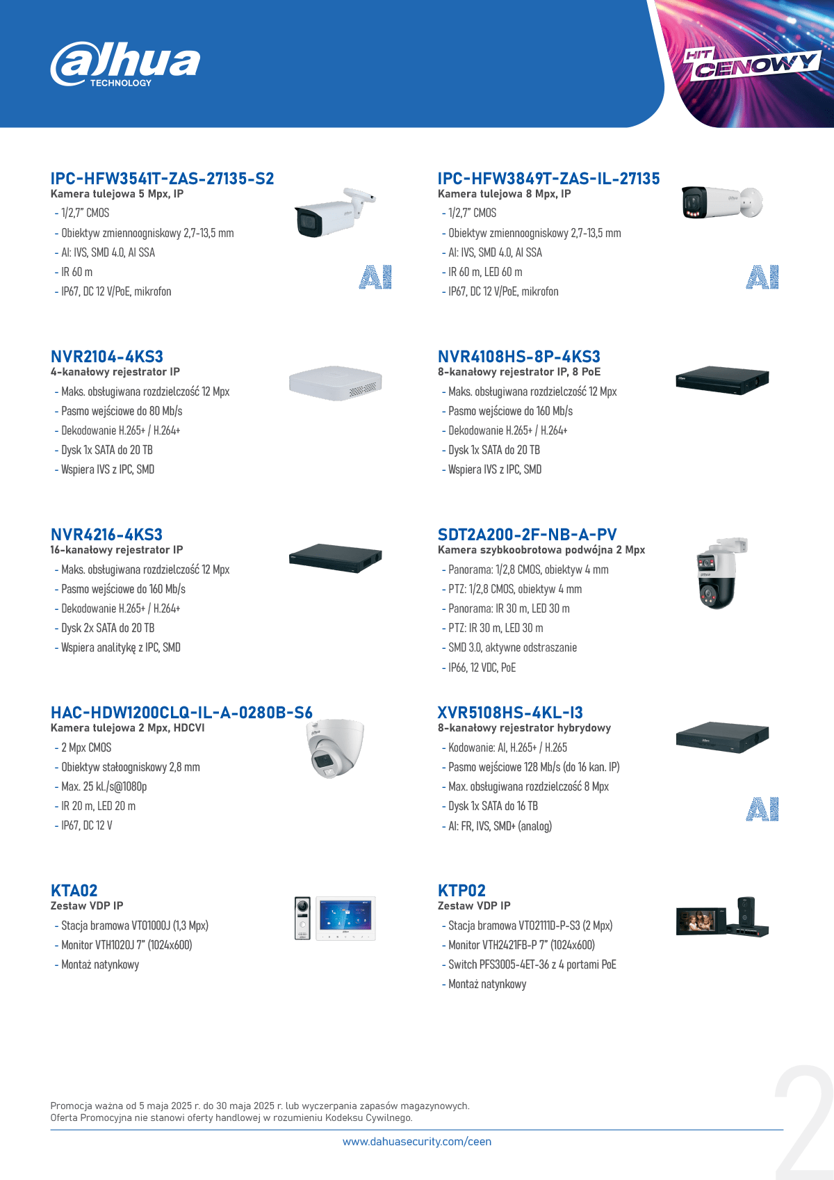Dahua PROMOCJA CCTV (maj 2025) » Dahua Technology Promocja CCTV 05 30 05 2025 bez cen 2