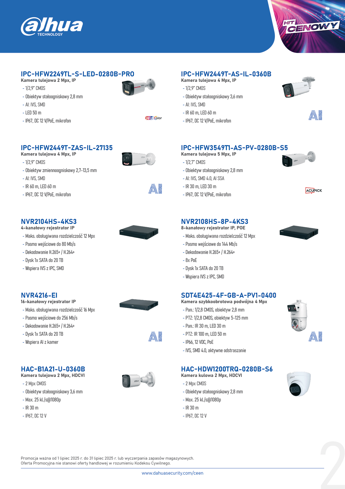Dahua PROMOCJA CCTV (lipiec 2025) » Dahua Technology Promocja CCTV 01 31 07 2025 bez cen 2