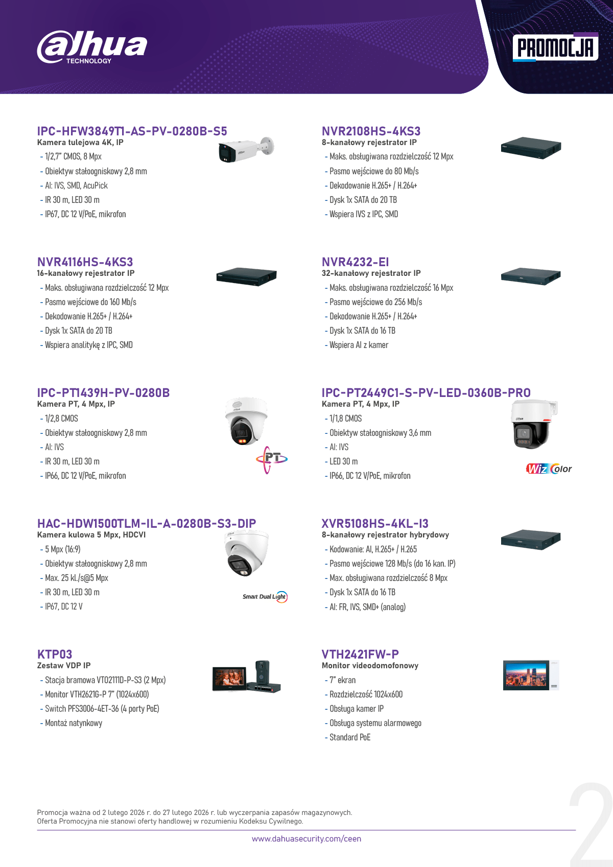 Dahua PROMOCJA CCTV (luty 2026) &raquo; Dahua Technology Promocja CCTV 2026 02 02 27 bez cen 2